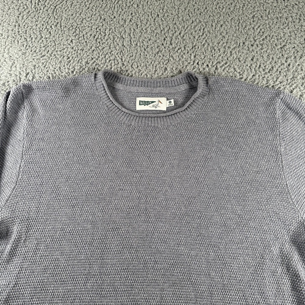 Wellen Huckberry Sweater Mens XL Gray Cotton Cashmere Waffle Knit Pullover - Picture 2 of 11